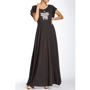 Wildfox Maxi Dress Size S  Black Feather